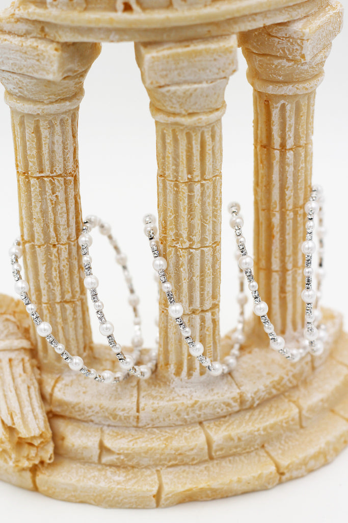 Fashion crystal pearl bracelet silver earrings set