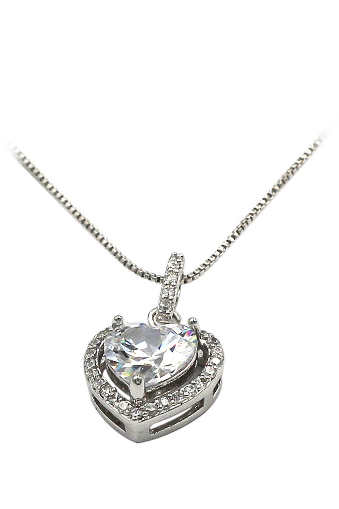 lovely peach heart crystal necklace