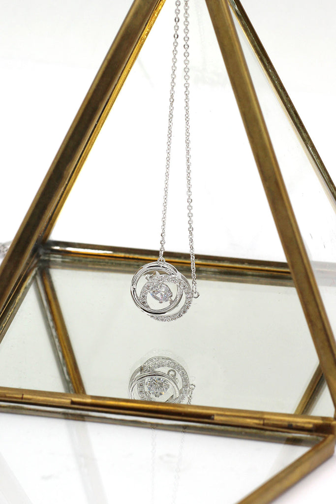 double circle clavicle crystal necklace