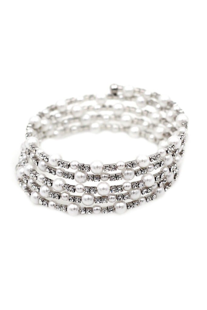 fashion crystal pearl bracelet earrings set