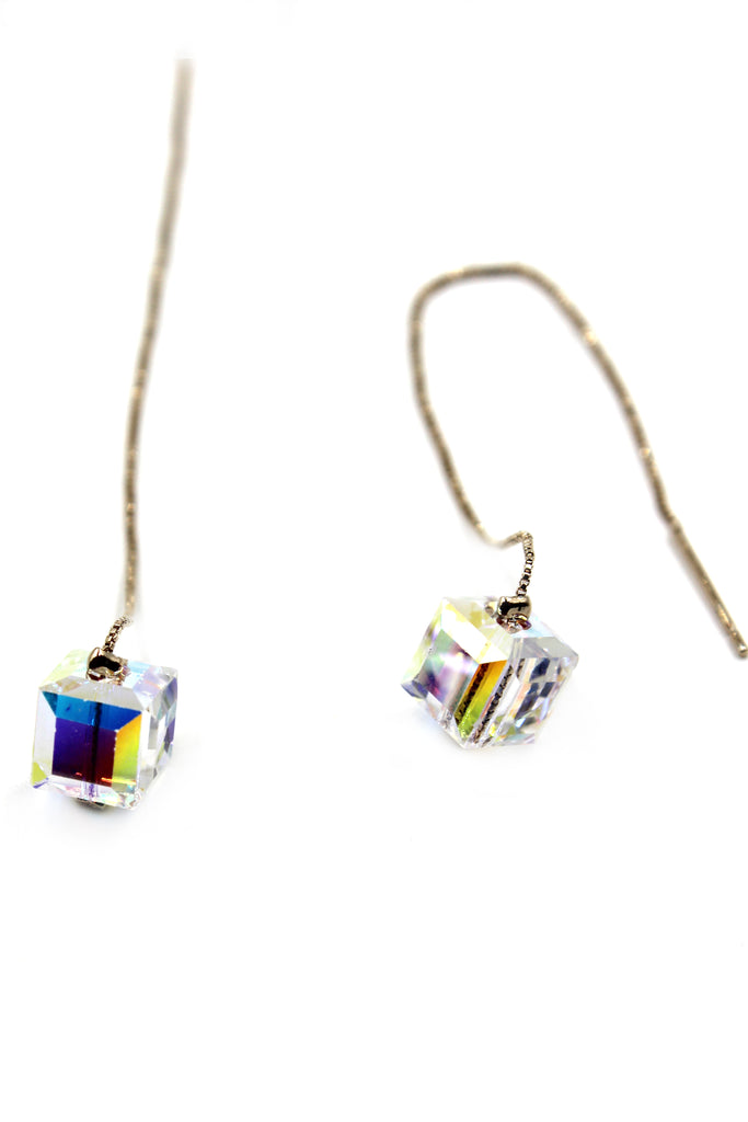 swarovski square crystal earrings