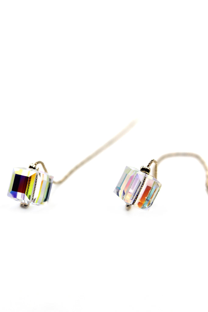 swarovski square crystal earrings