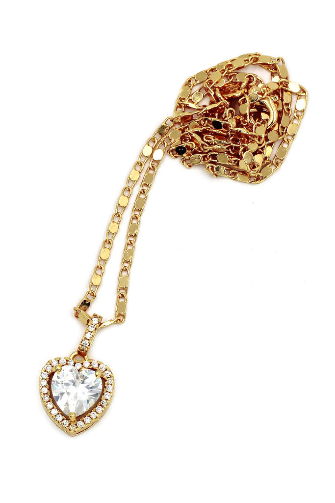 golden shiny crystal heart necklace