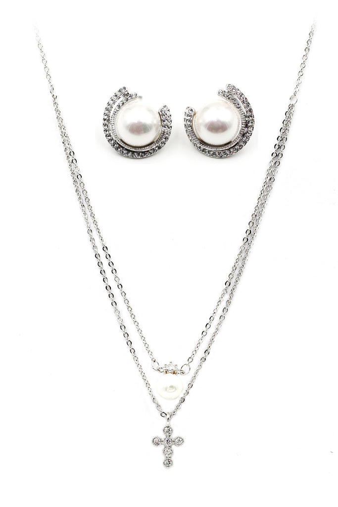 vintage pearl earring necklace set