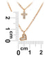 duplexes crystal mini cross heart necklace