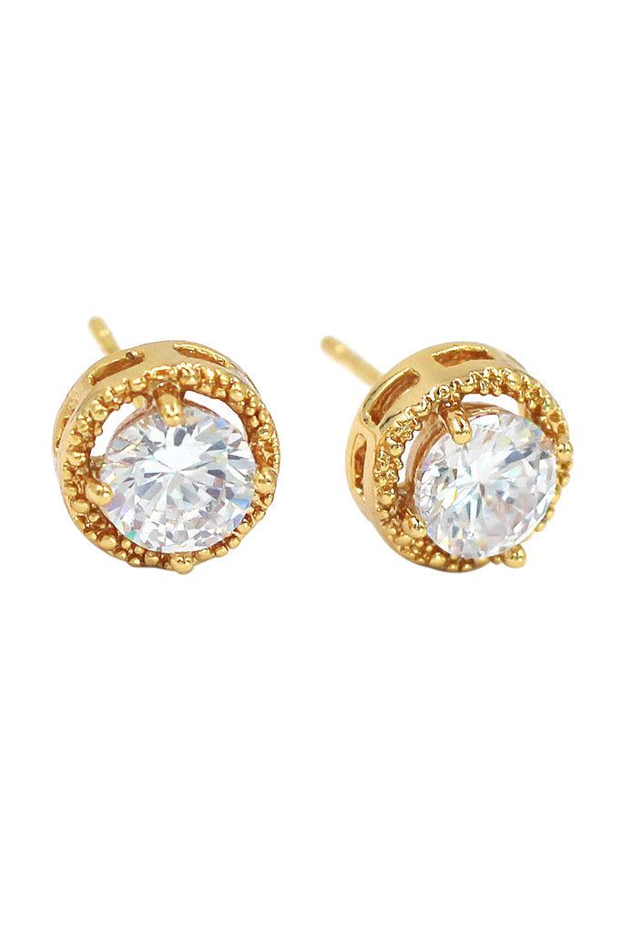 round gold crystal earrings