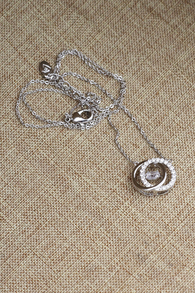 double circle clavicle crystal necklace