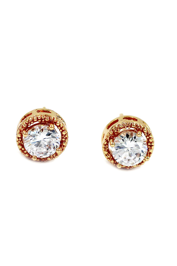 round gold crystal earrings