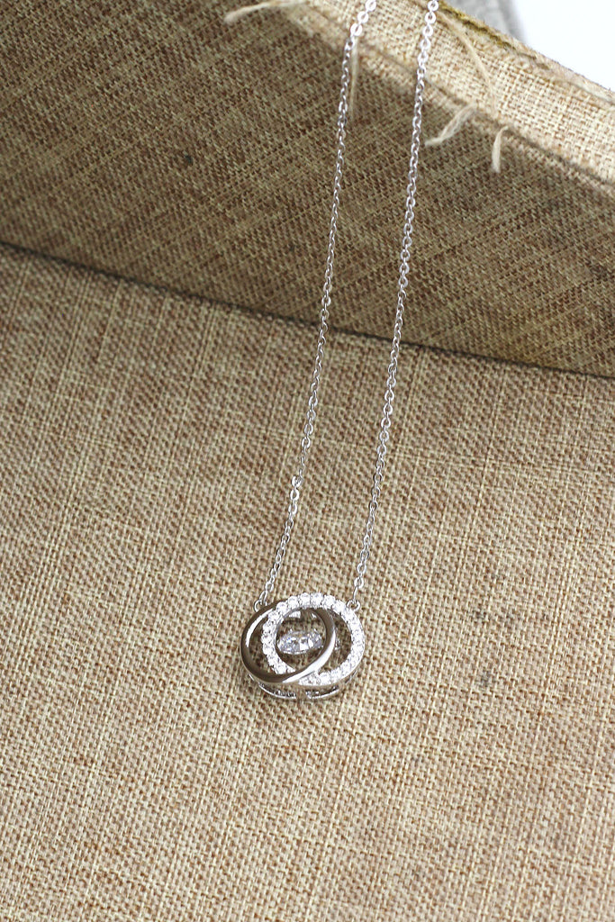 double circle clavicle crystal necklace