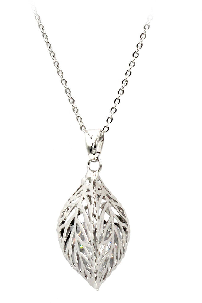 hollow crystal leaf earring necklace set