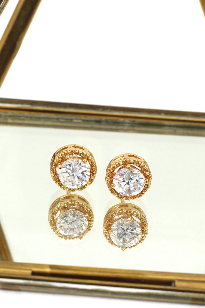 round gold crystal earrings