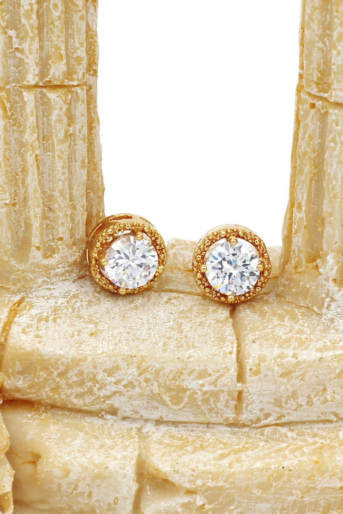 round gold crystal earrings
