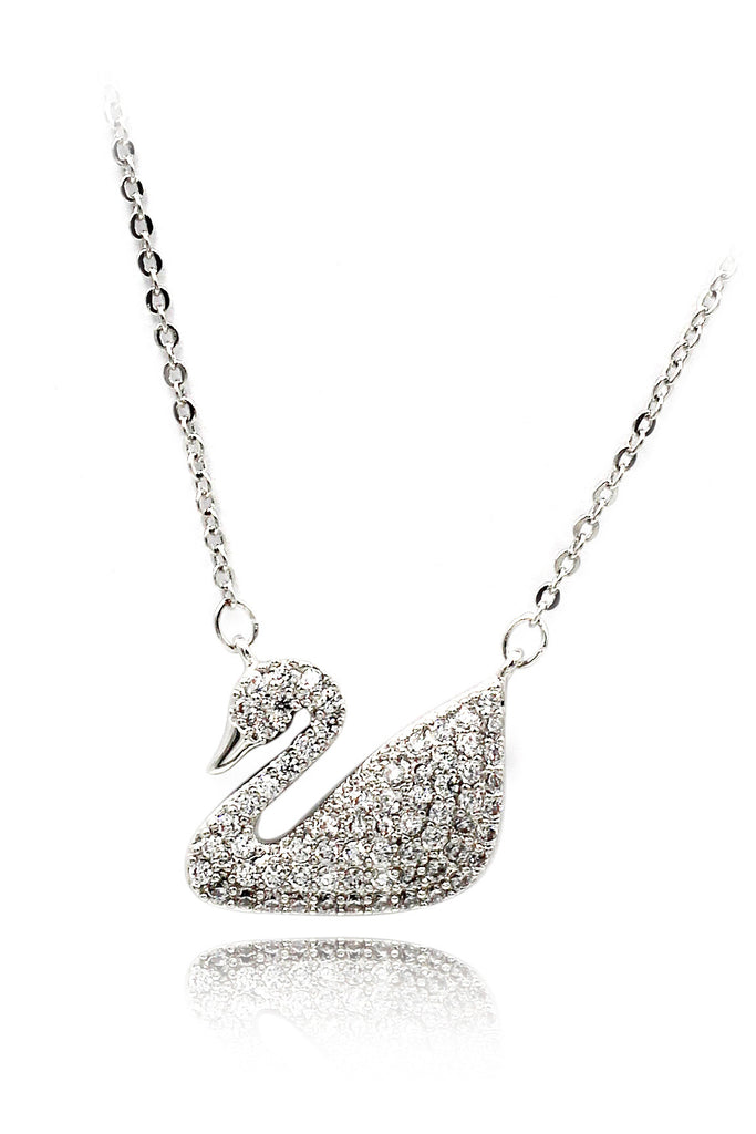single swan crystal necklace ring set