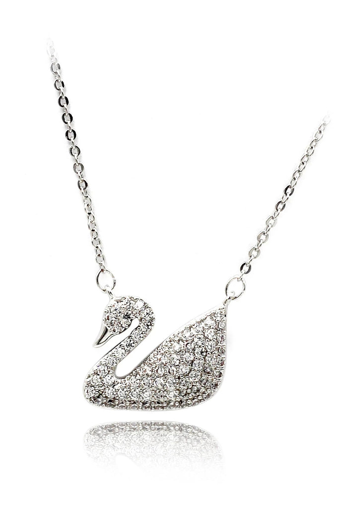 fashion shiny swan crystal necklace earring set