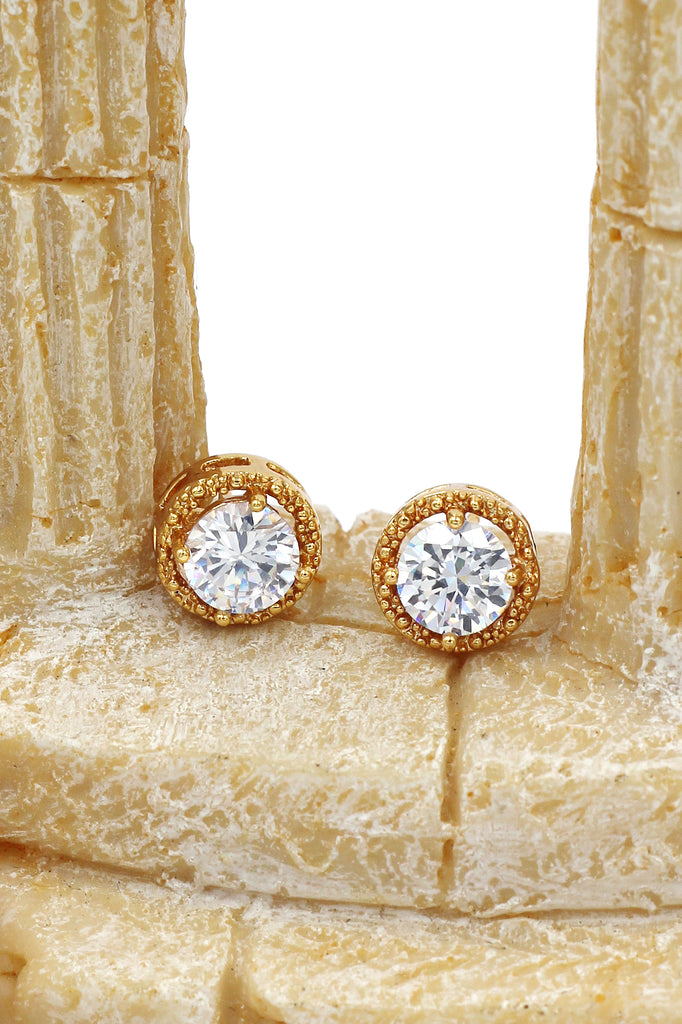 round gold crystal earrings