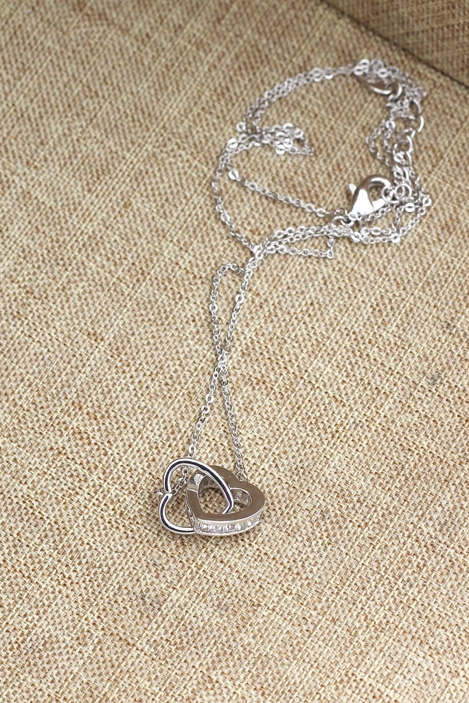 cute heart shaped crystal earrings necklace set