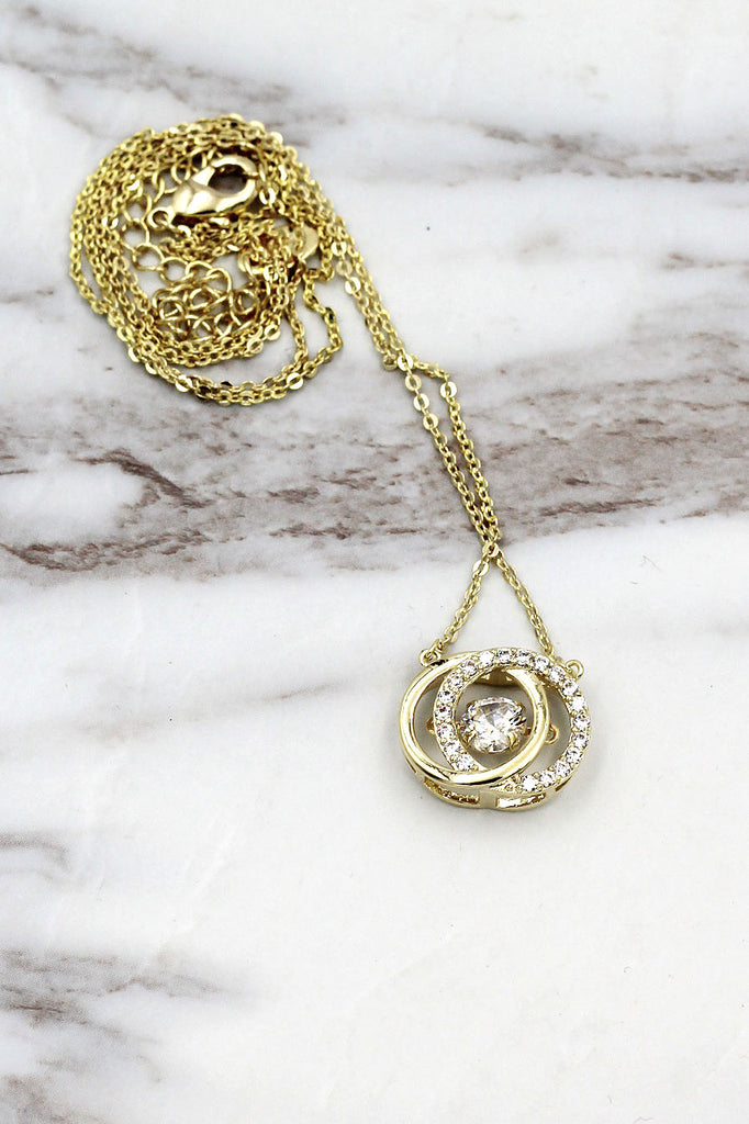 double circle clavicle crystal necklace