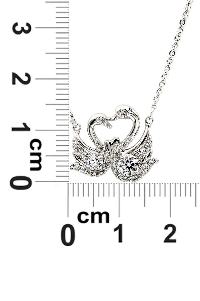 fashion swan love crystal necklace ring set