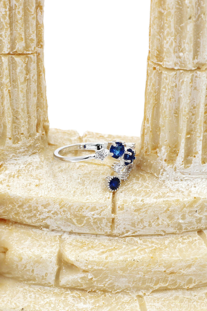 blue star crystal ring earring set