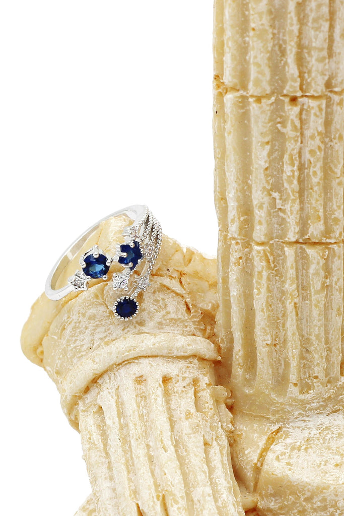 blue star crystal ring earring set