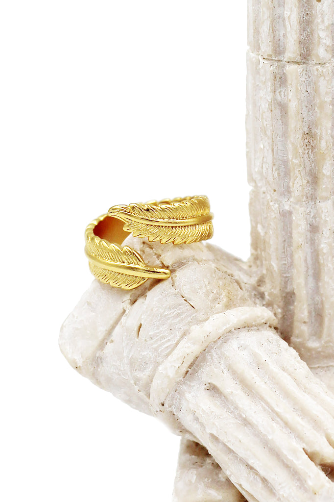 Fashion feather gold ring