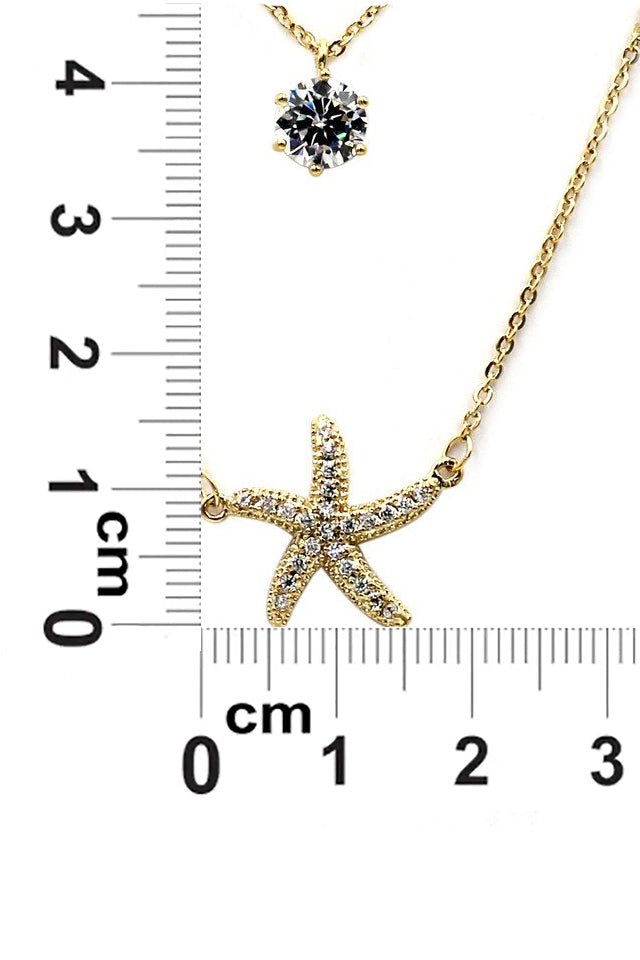 duplexes mini starfish crystal necklace