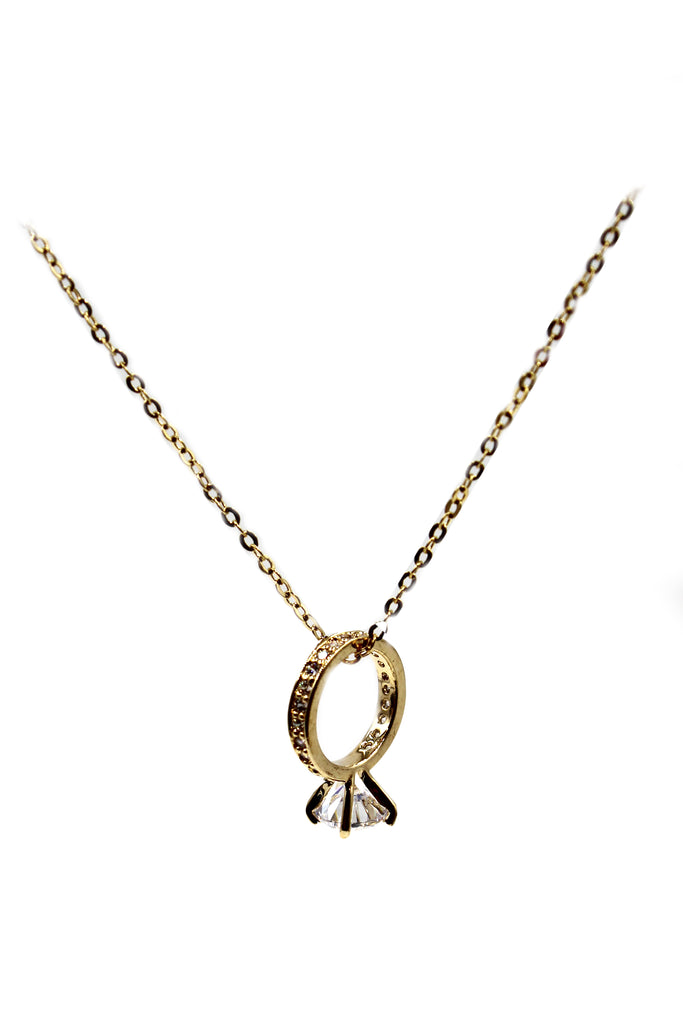 elegant crystal ring clavicle necklace