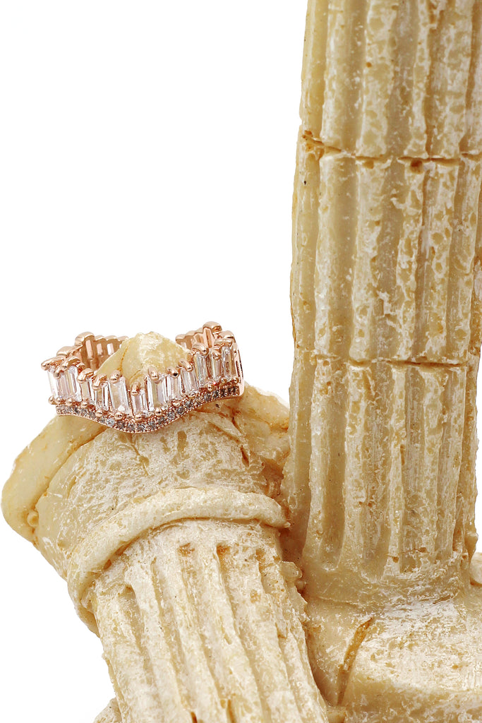 wavy crystal row open ring