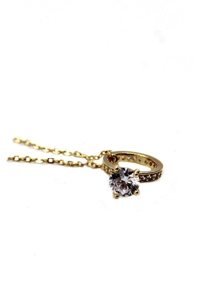 elegant crystal ring clavicle necklace