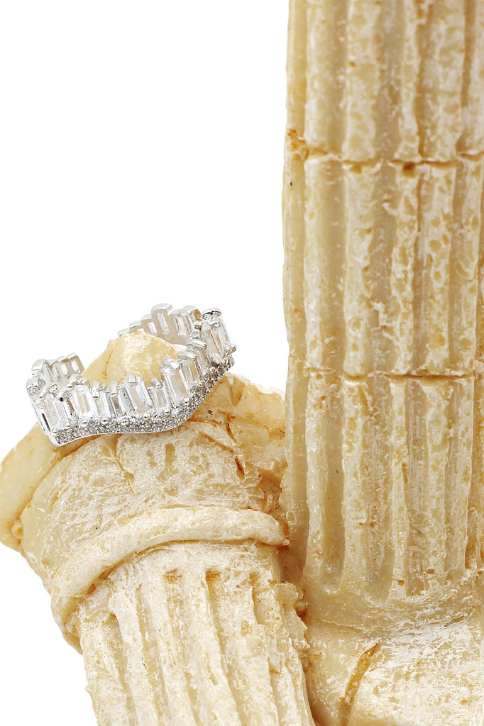 wavy crystal row open ring