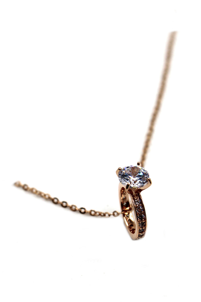 elegant crystal ring clavicle necklace