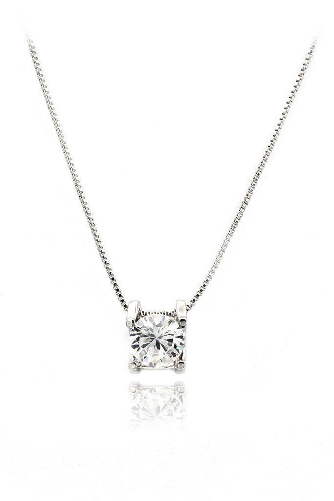 single crystal silver necklace earrings set