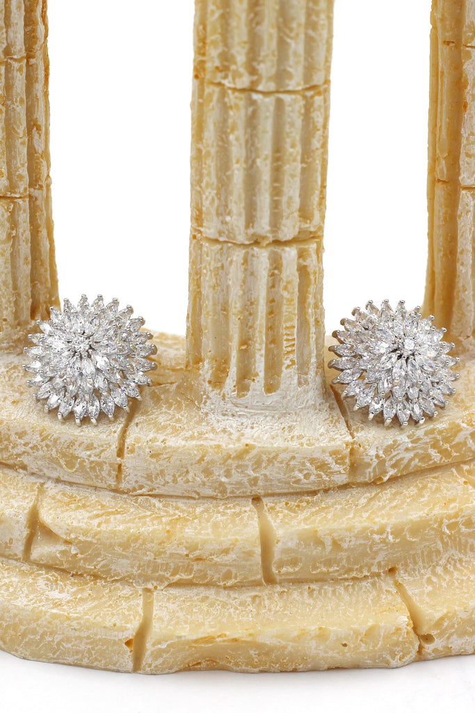 shining crystal parasol silver earrings