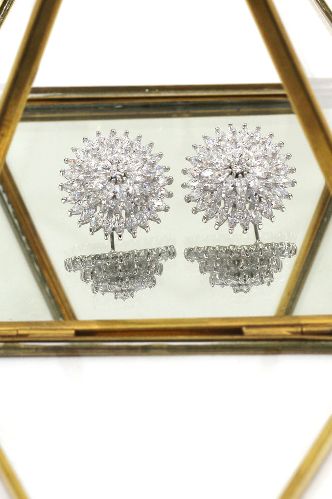 shiny silver earrings necklace crystal set