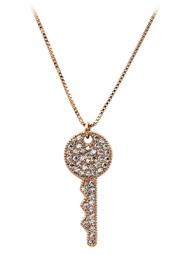 sparkling little crystal key necklace