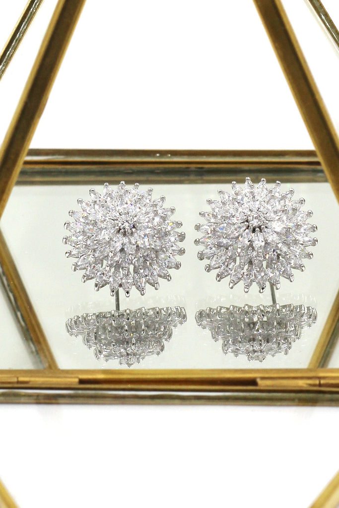 shiny silver earrings necklace crystal set