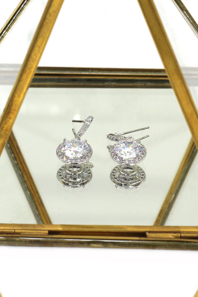 simple four claws crystal necklace earrings set