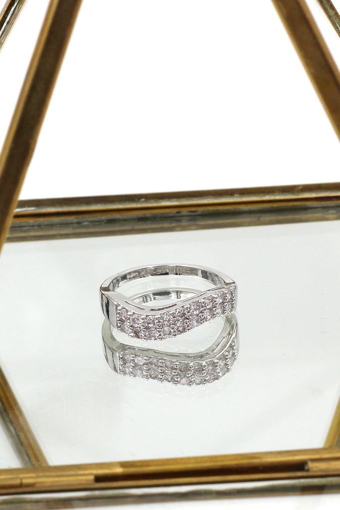 fashion curve crystal silver ring
