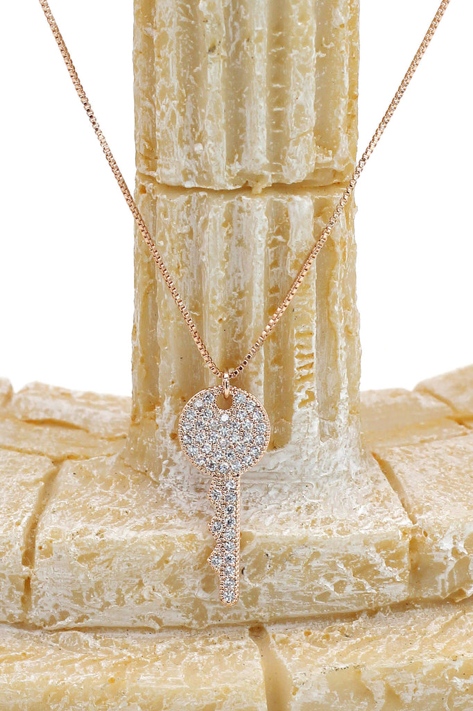 sparkling little crystal key necklace
