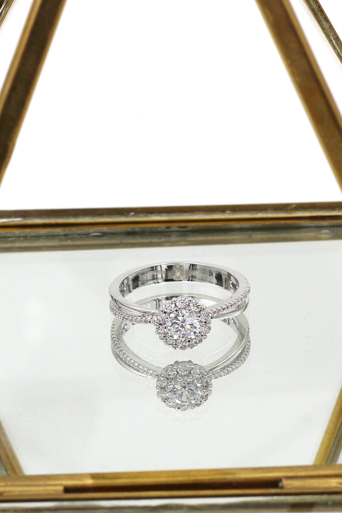 sparkling beloved crystal silver ring
