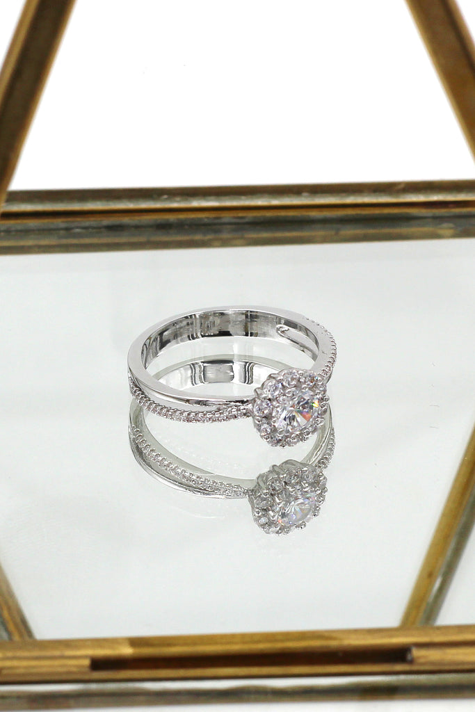 sparkling beloved crystal silver ring