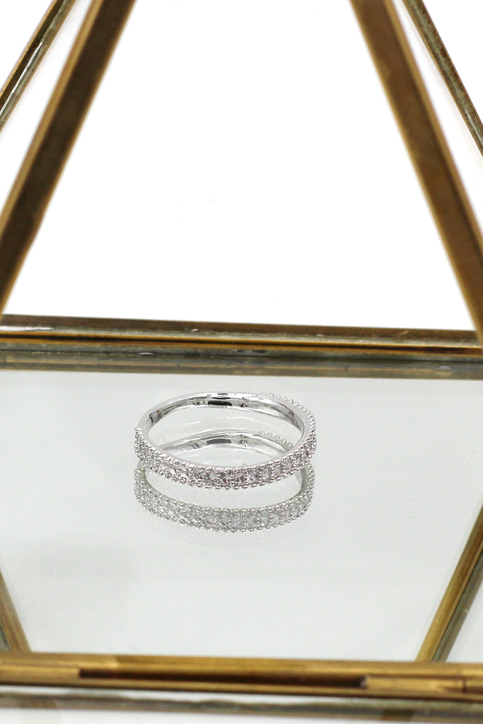 fashion small crystal silver ring