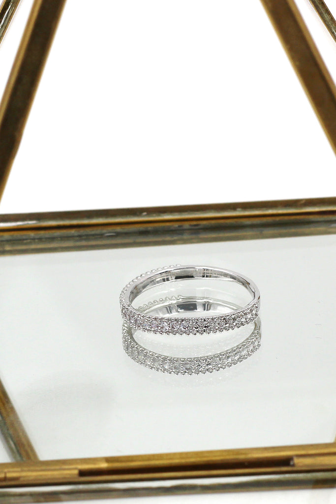 fashion small crystal silver ring