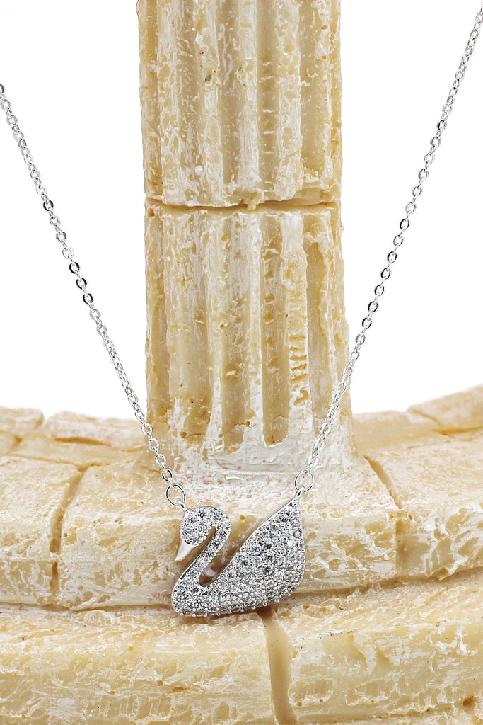 single swan crystal necklace ring set