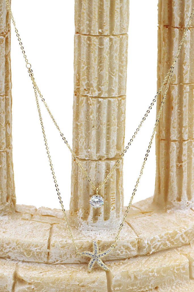 duplexes mini starfish crystal necklace