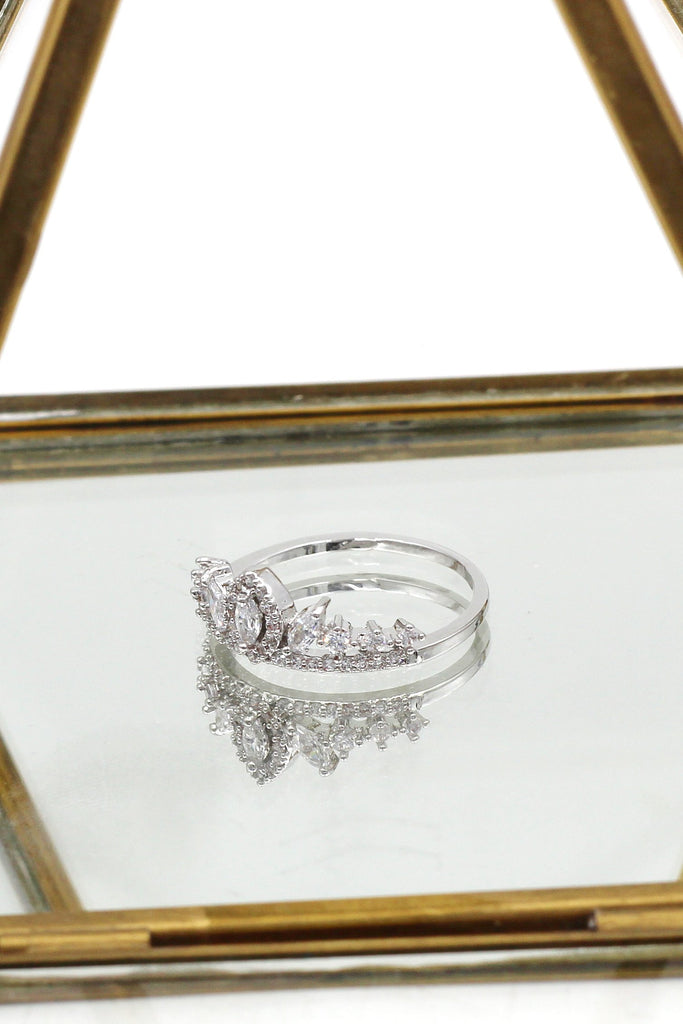 mini crown crystal pearl earring ring set