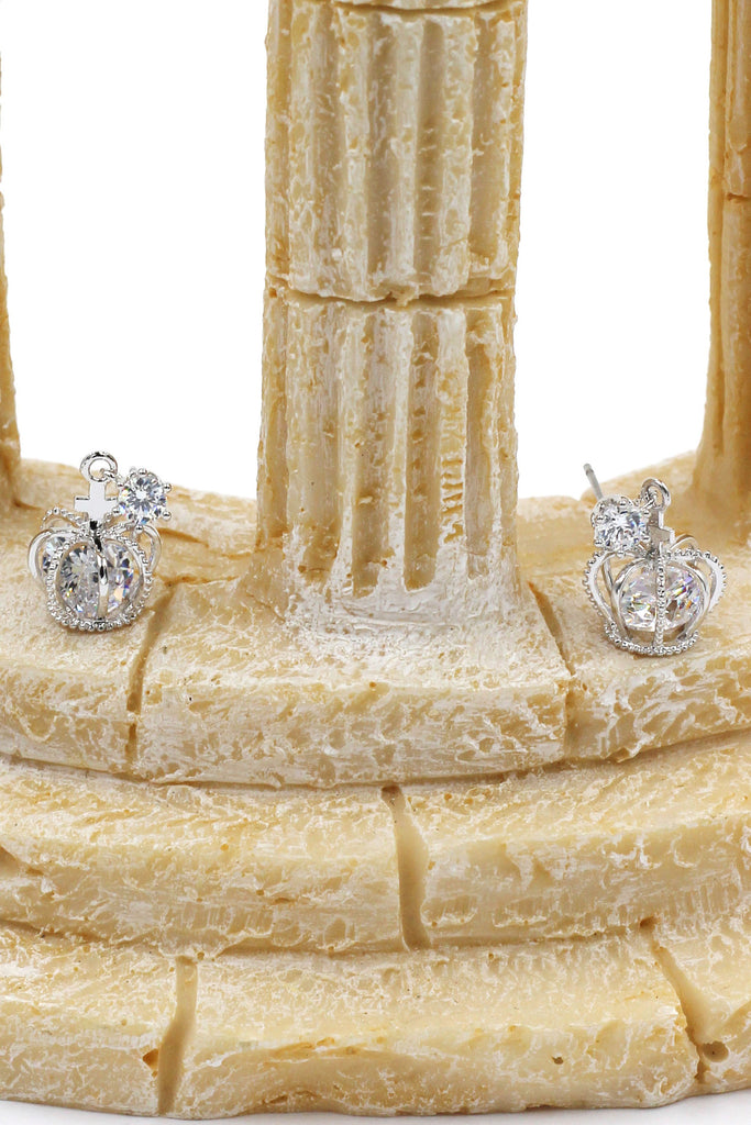 fashion mini crown crystal earrings