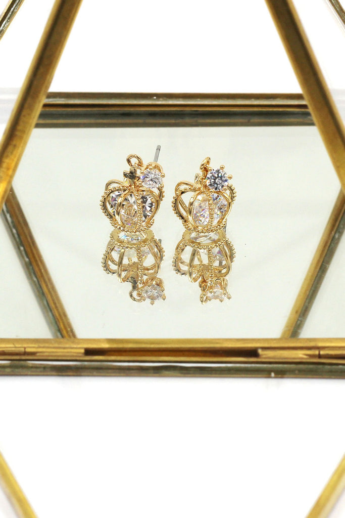 fashion crown crystal earrings necklace set
