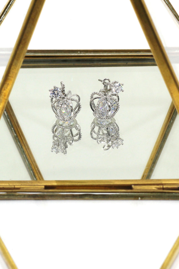 fashion crown crystal earrings necklace set