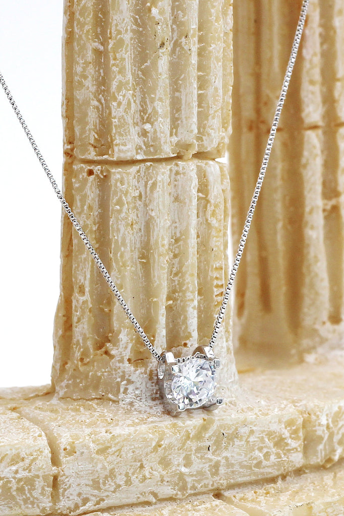 single crystal silver necklace earrings set